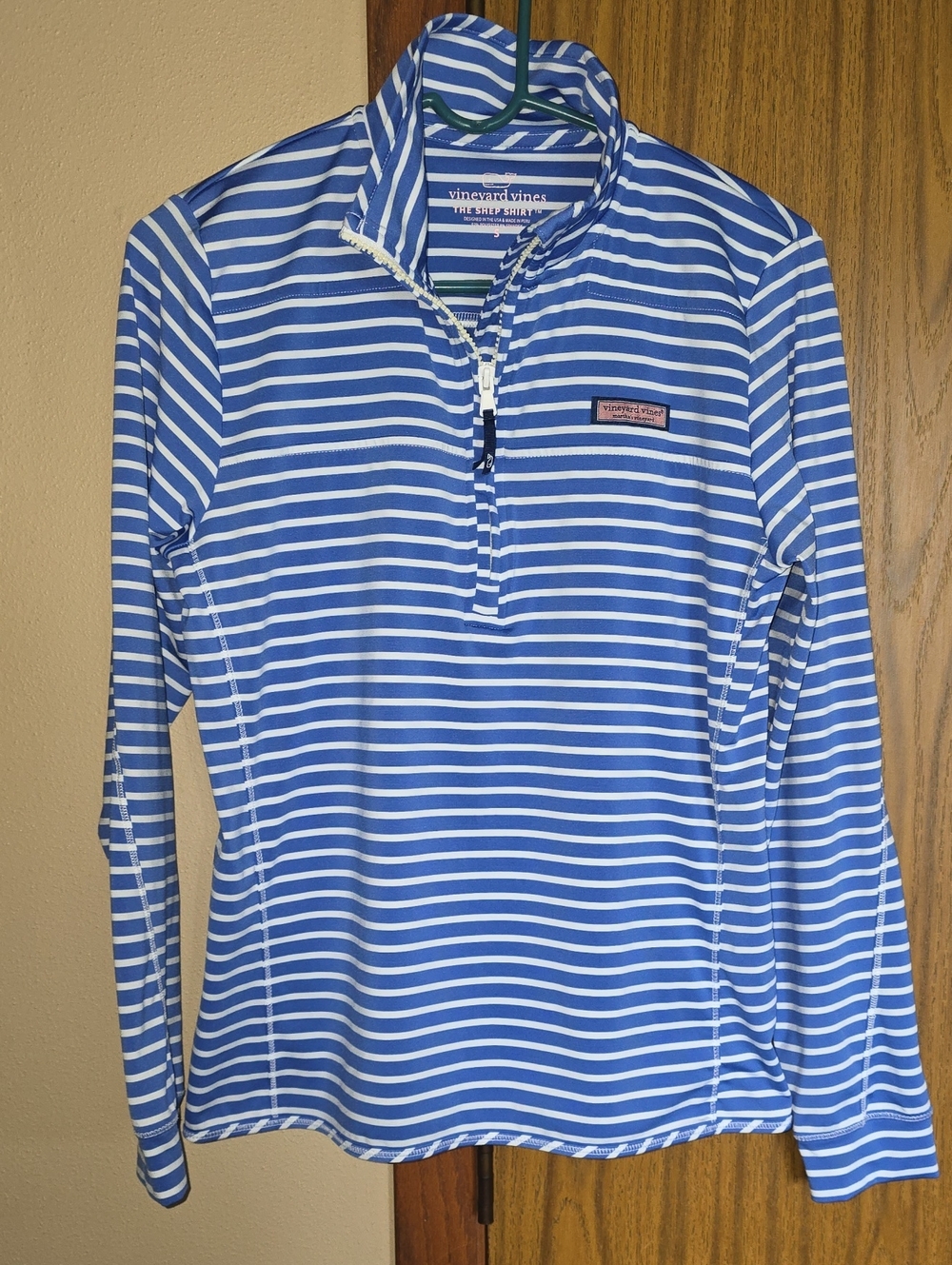 Vineyard Vines Blue & White Striped Half-Zip Pullover